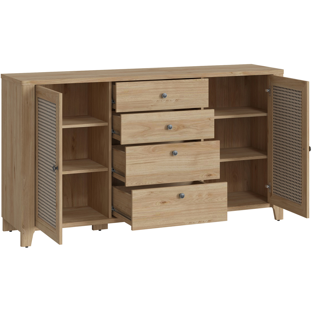 Florence Cestino 2 Door 4 Drawer Oak and Rattan Effect Sideboard Image 3