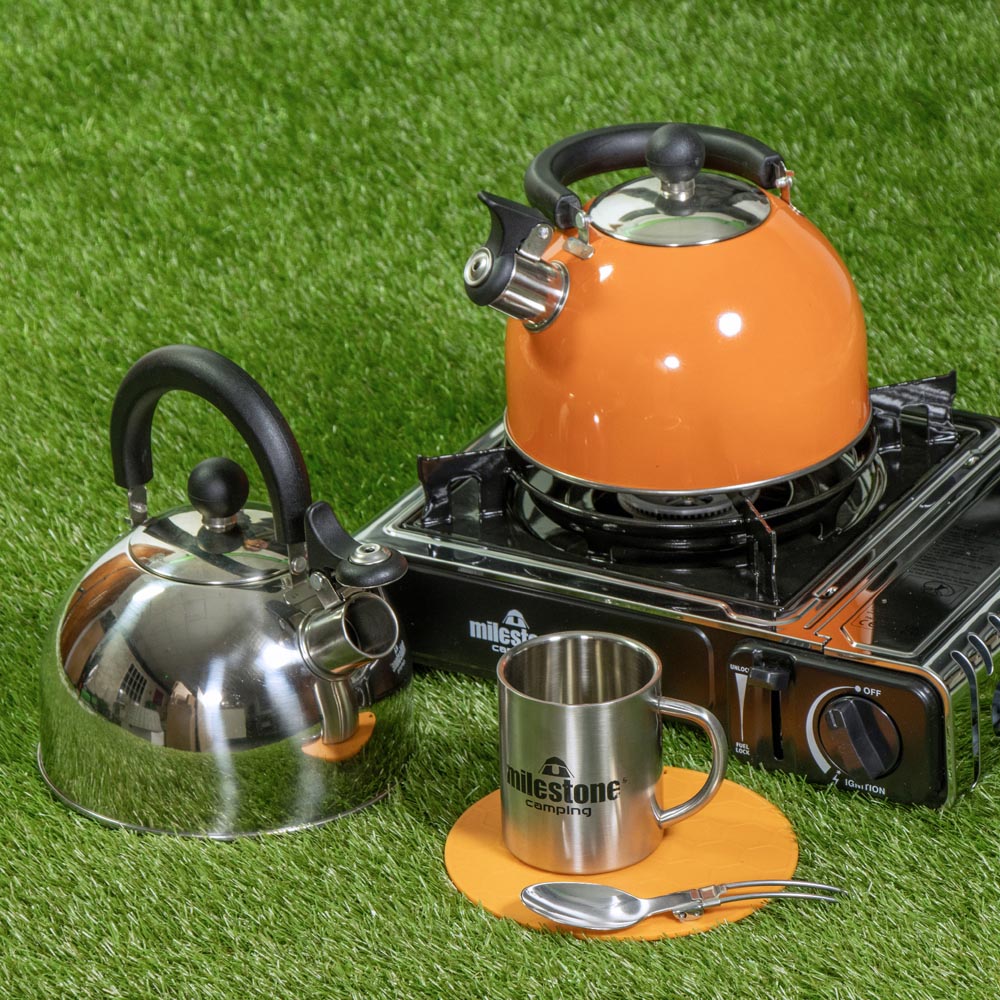 Milestone Camping Orange Stainless Steel Kettle 2L Image 3