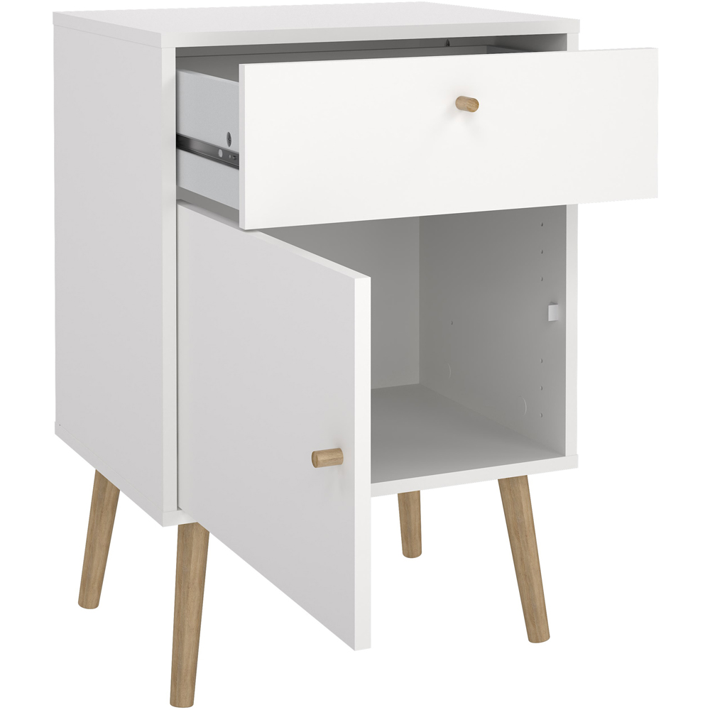 Florence Cumbria Single Door Single Drawer White Nightstand Image 6
