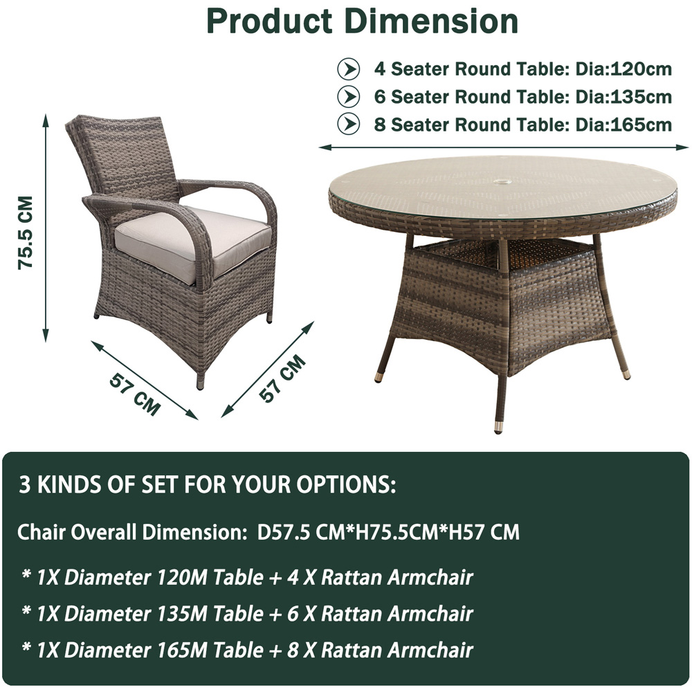 Furniture One 4 Seater Natural Rattan Garden Dining Set Image 5