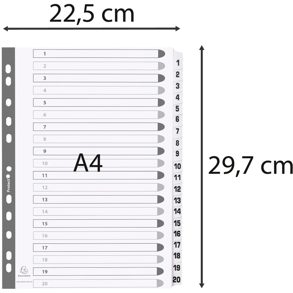 Exacompta A4 White Mylar 1-20 Divider 15 Pack Image 3