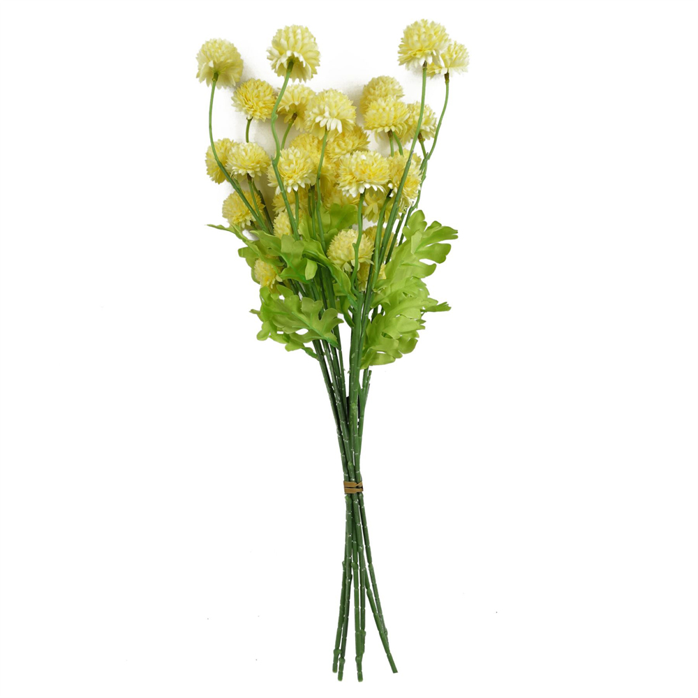 Leaf Yellow Dahlia Pompom Artificial Stem 50cm 6 Pack Image 7