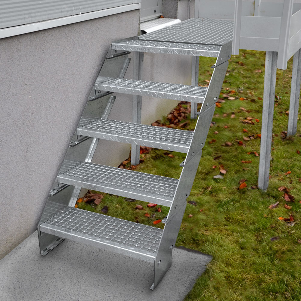 Monstershop 9 Section Adjustable Wide Galvanised Staircase 600mm Image 2