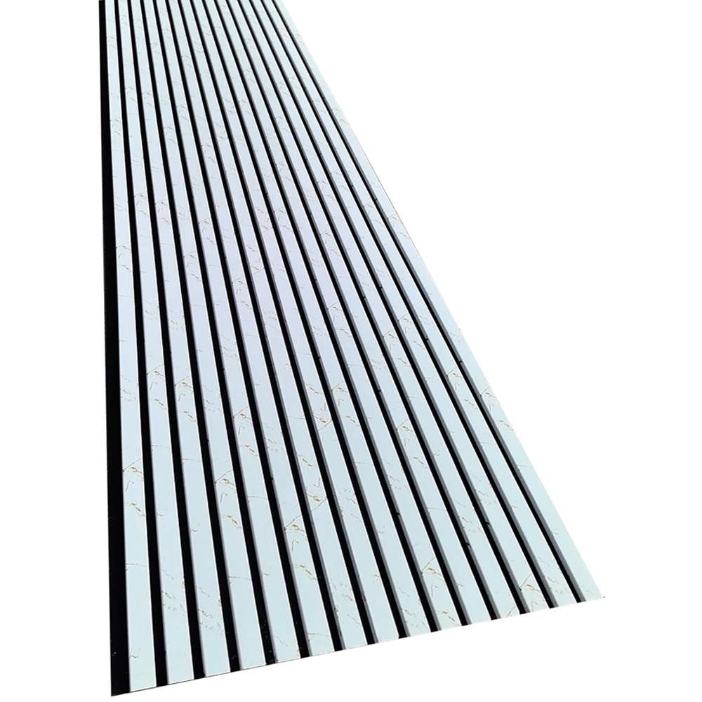 Britwall White and Gold Marble Design Linear Acoustic Wall Panel 2400 x 600 x 21mm 2 Pack Image 4