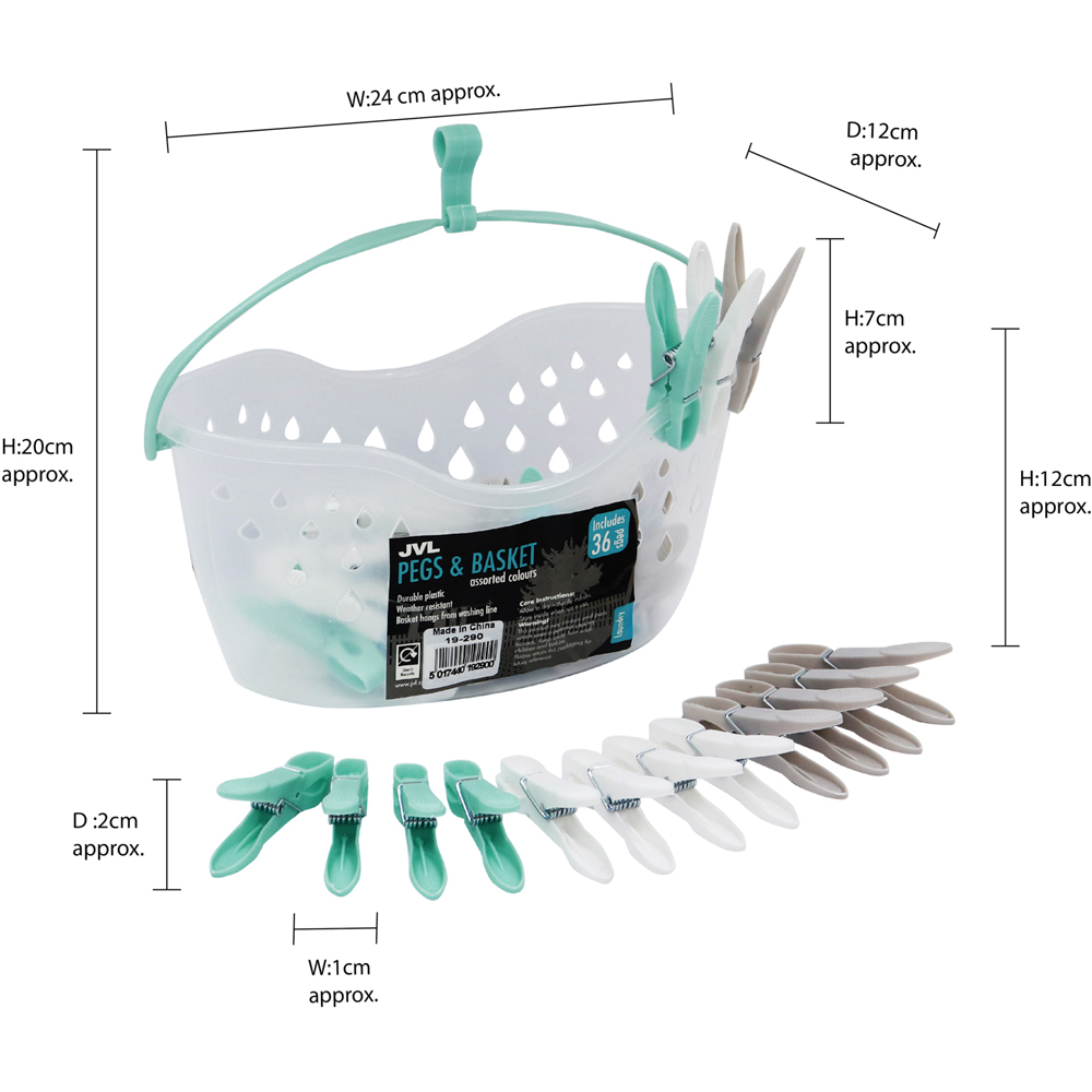 JVL Peg Basket Sock Dryer and Clothes Line Laundry Bundle Image 7