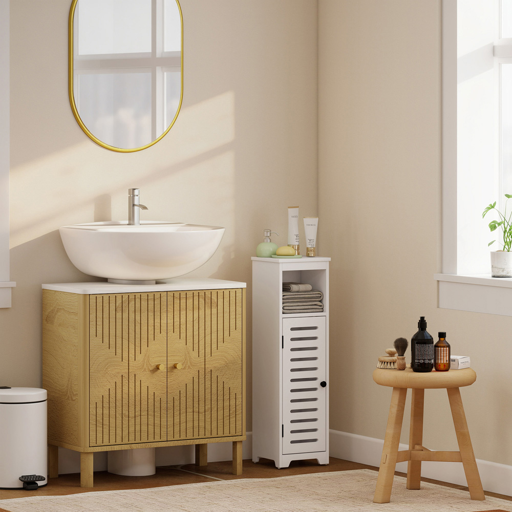 Portland Single Door Single Shelf White Bathroom Cabinet Image 3