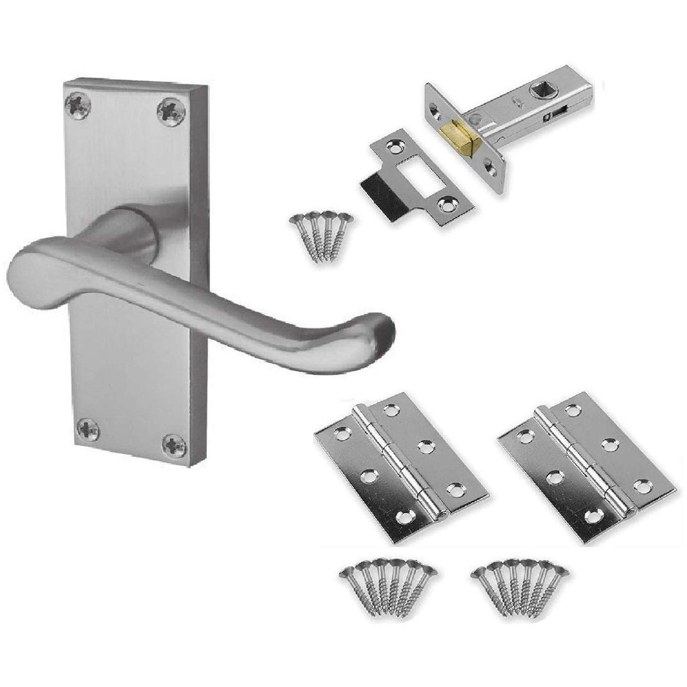 Golden Grace Satin Brushed Chrome Victorian Scroll Latch Door Handle 120 x 40mm Image