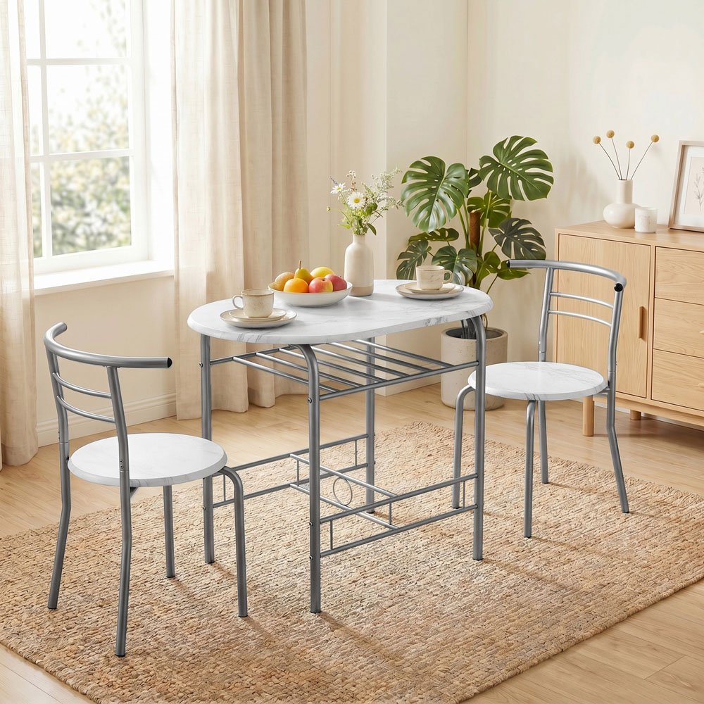 HOMCOM 2 Seater Breakfast Bar Table and Stool Set with Shelf Image 2