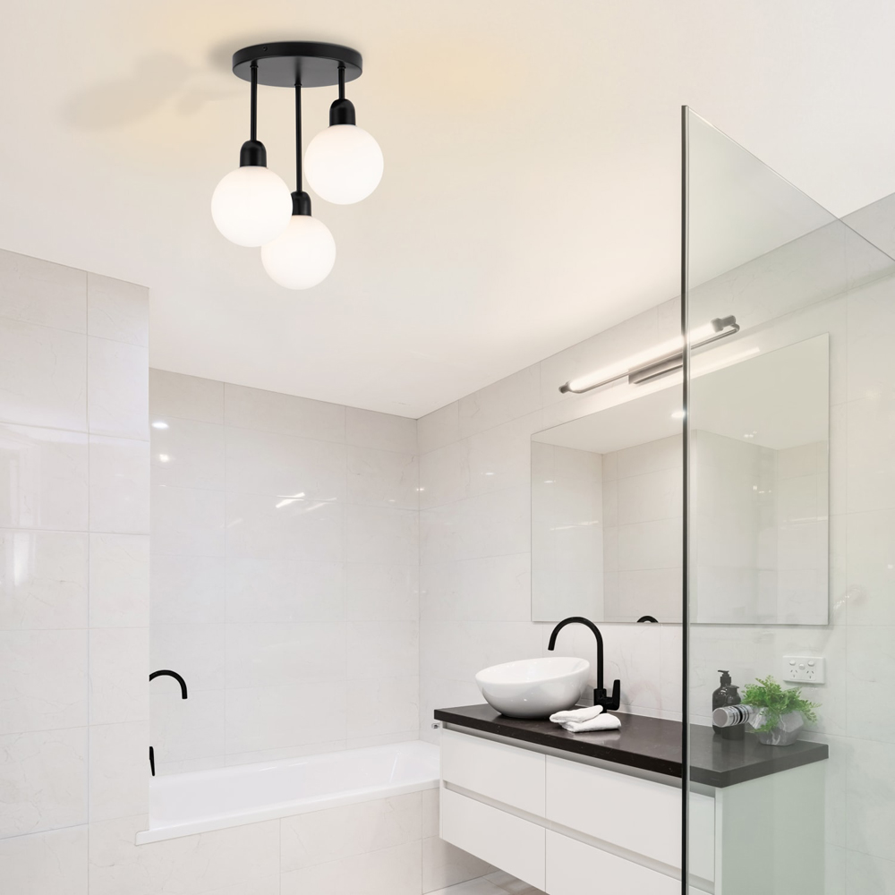 Cosylyte 3 Light Matt Black Opal Glass Ceiling Light Image 6