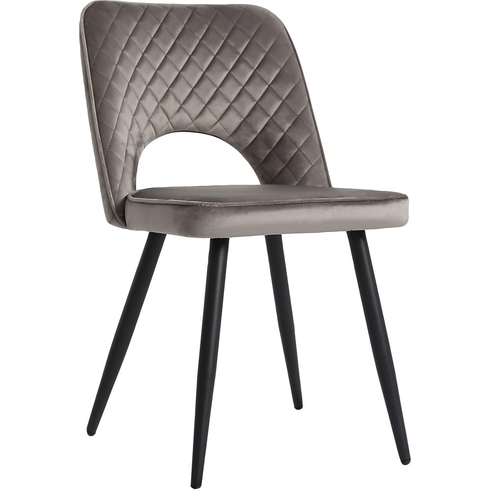Metis Set of 2 Dark Grey Velvet Dining Chair Image 4