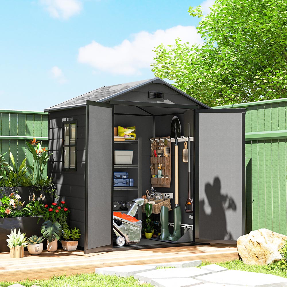 Outsunny 6 x 4.5ft Grey Apex Garden Tool Shed Image 2