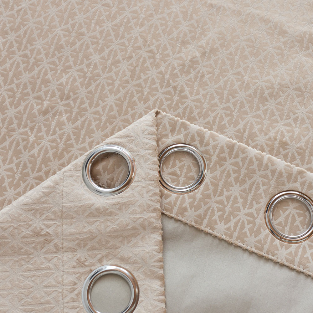 Alan Symonds Temple Latte Velvet Blackout Ring Top Eyelet Curtains 168 x 229cm Image 3