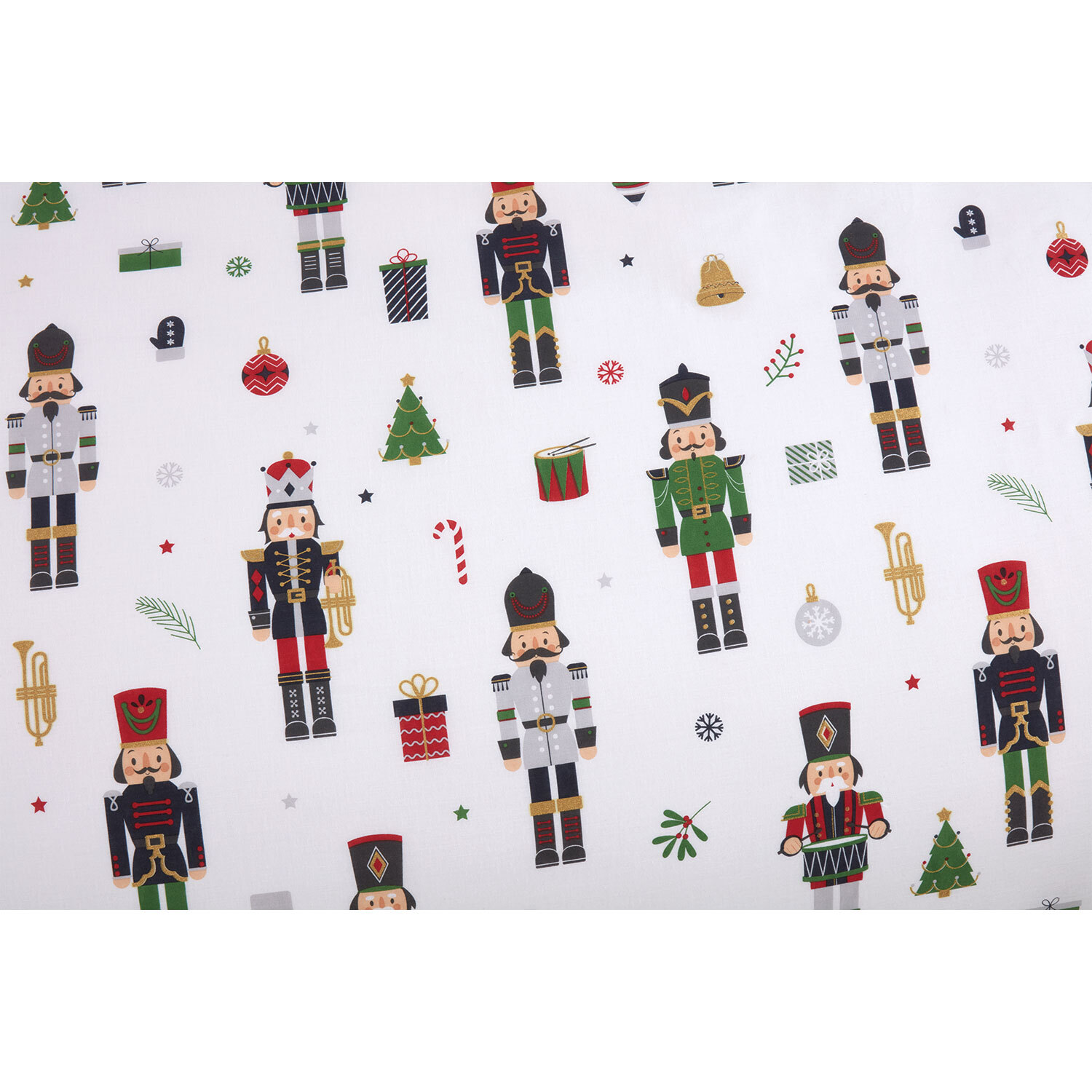 Christmas Nutcrackers Duvet Cover and Pillowcase Set - White / Super King size Image 5