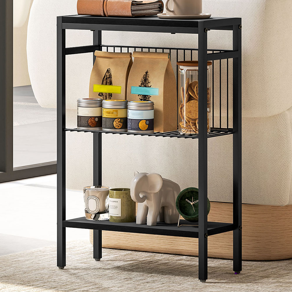 HOMCOM 2 Shelf Black Side Table Image 1