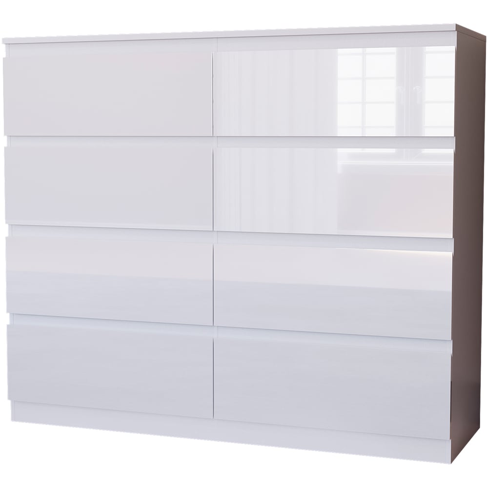 Vida Designs Glinton 8 Drawer White Chest of Drawers Image 2