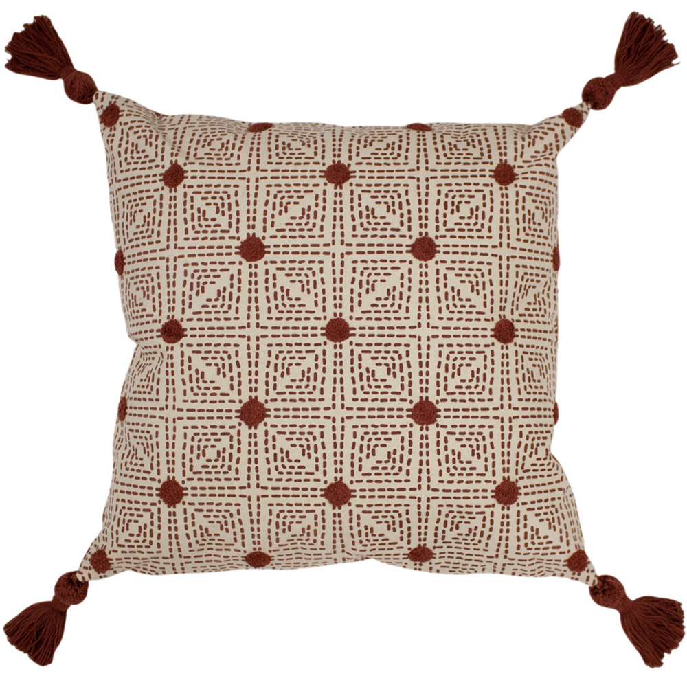 furn. Chia Red Clay Tufted Cotton Cushion Image 1