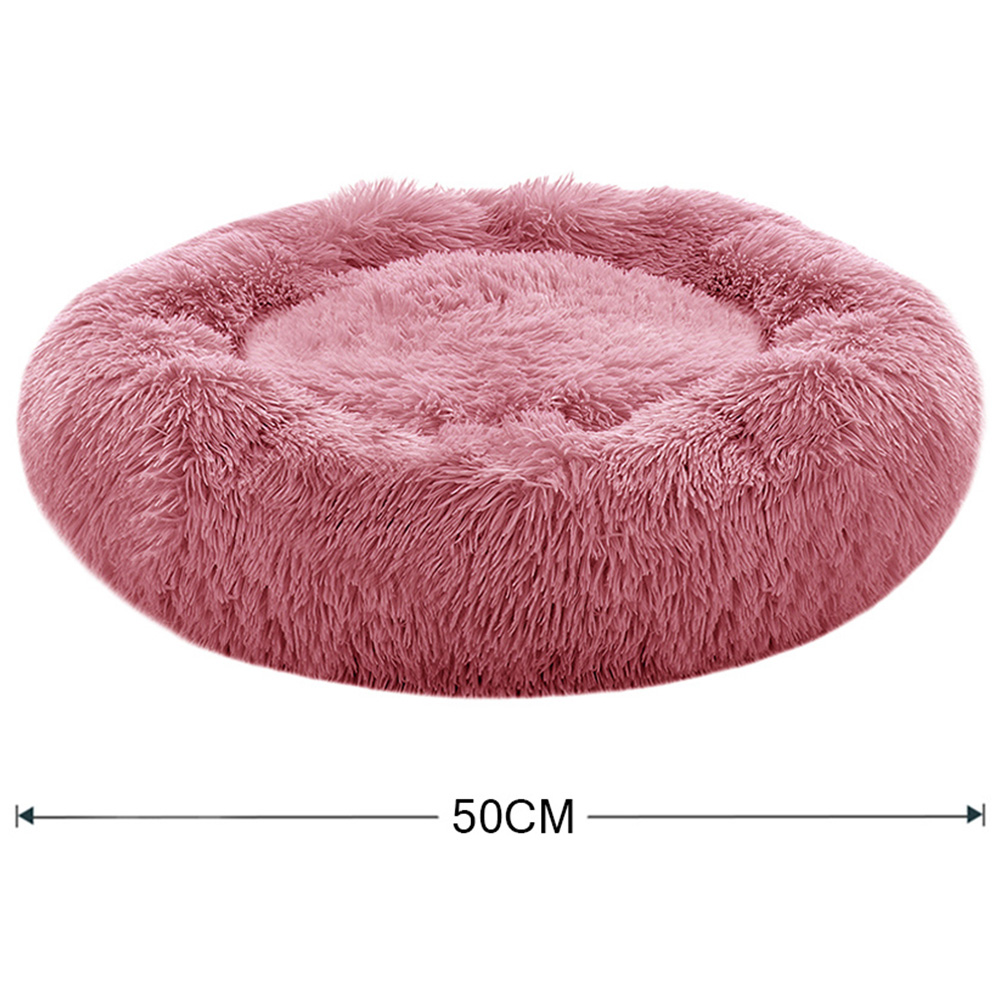 H&O Direct Pink Plush Donut Shaped Pet Bed Image 4