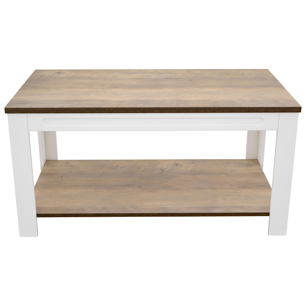 AVF Whitesands Satin White and Wood Coffee Table Image 3