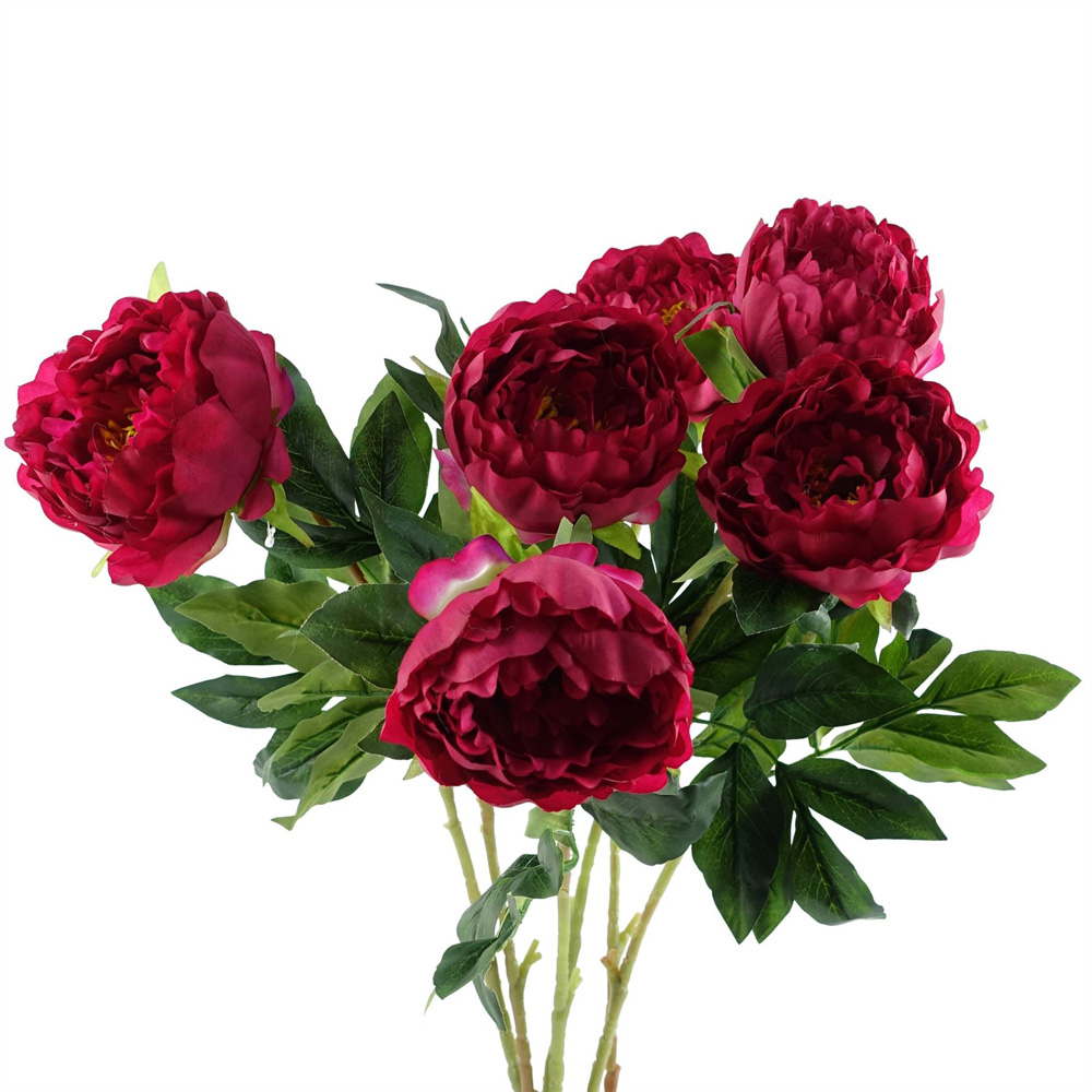 Leaf Dark Pink Peony Single Stem Artificial Flower 2.6ft 6 Pack Image 4