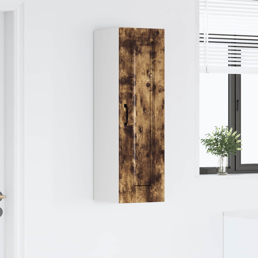 vidaXL Single Door Smoked Oak Kitchen Wall Cabinet Image 9