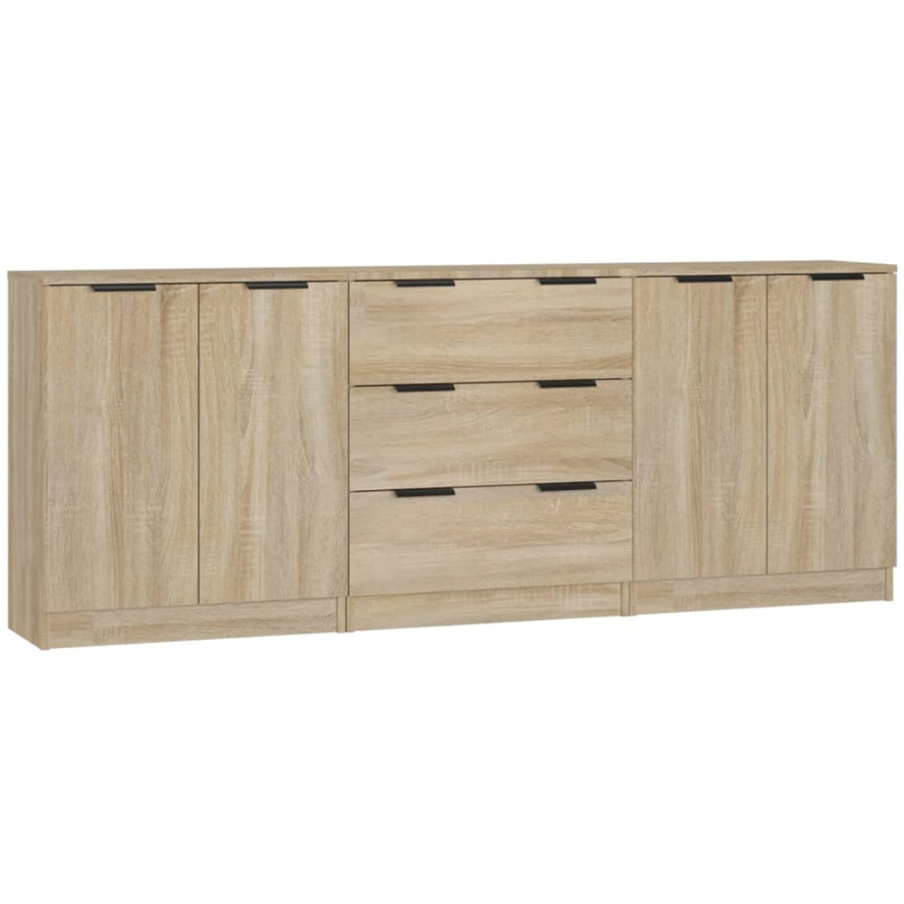 vidaXL 4 Door 3 Drawer Sonoma Oak Sideboard Image 2