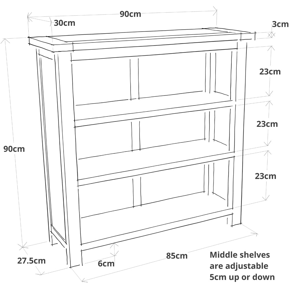 Lovere 3 Shelf Off White Bookcase Image 9