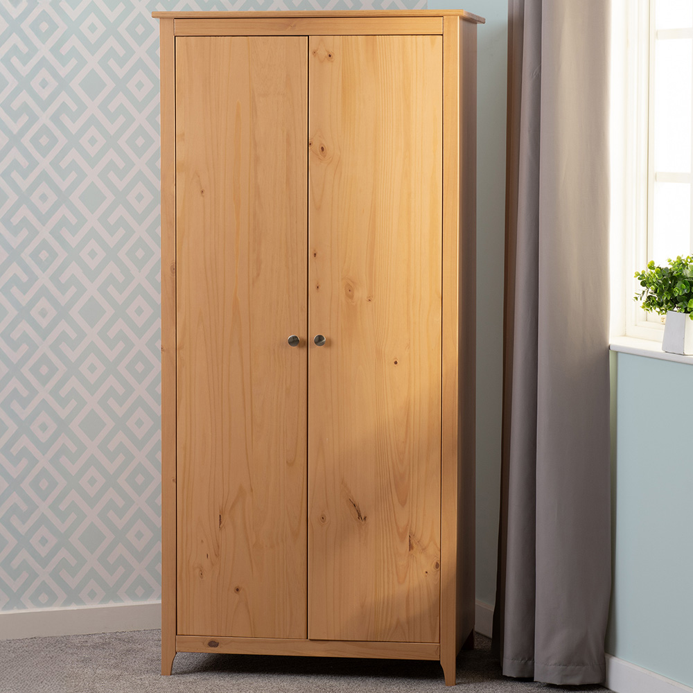 Seconique Oslo 2 Door Antique Pine Wardrobe Image 1
