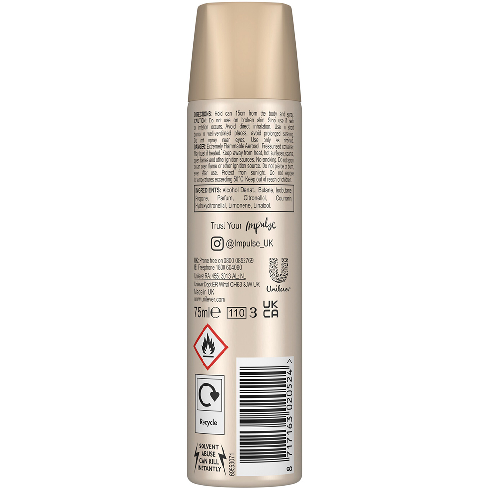 Impulse Tease Blend of Natural Scents Body Spray Deodorant 75ml 6 Pack Image 2