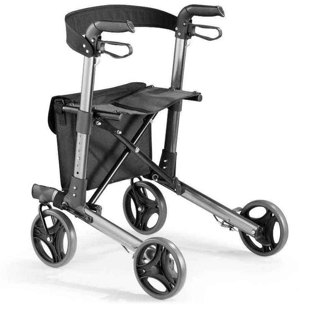 NRS Healthcare Compact Easy Silver 4 Wheel Aluminium Rollator Image 2