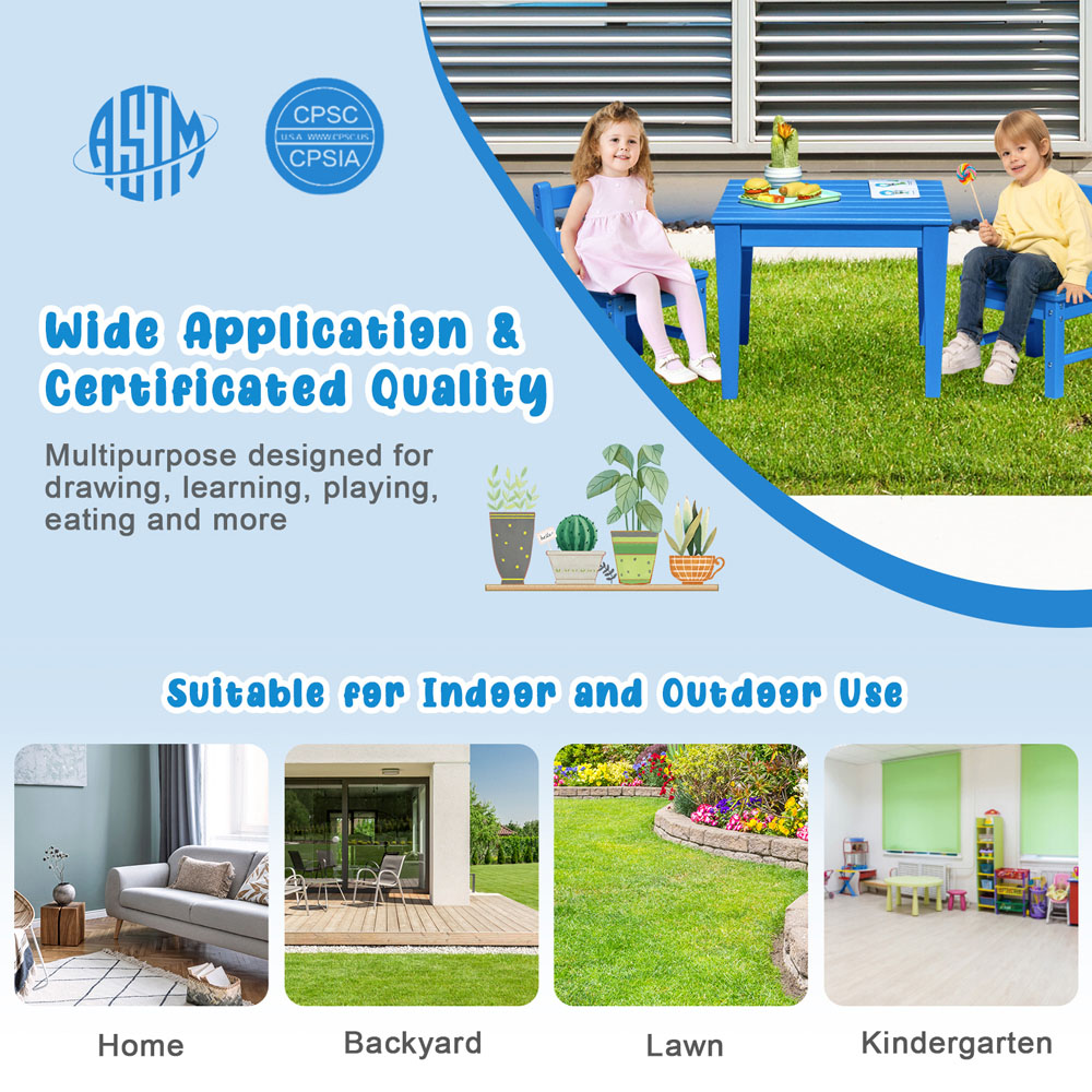 Costway Set of 2 Kids Blue Learning Chair with Backrest Image 7