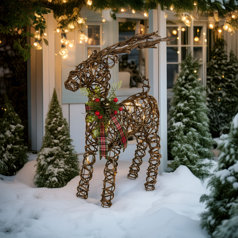 LED Wicker Effect Reindeer Decoration Brown Image 1
