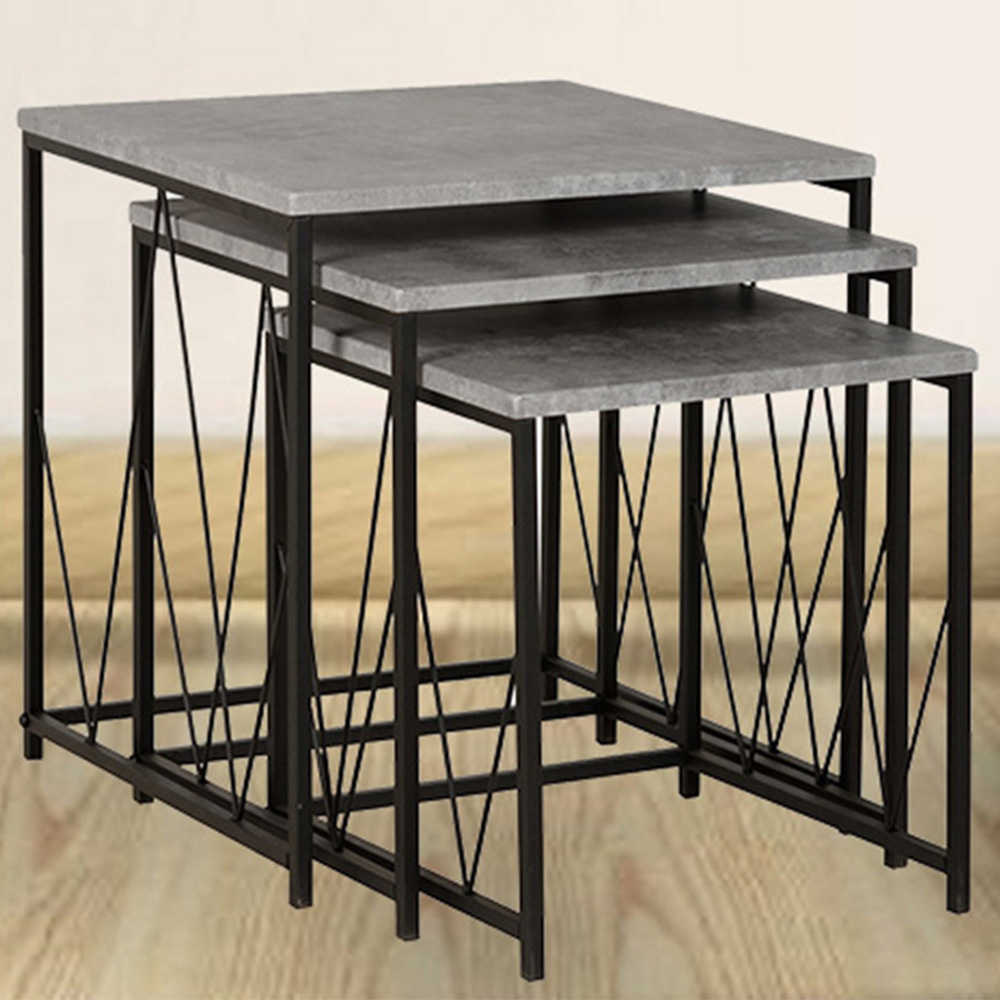 Seconique Athens Concrete Nest of Tables Set of 3 Image 1