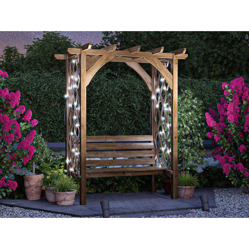 Dunster House Jasmine 2 Seater 6.5 x 5ft Brown Garden Pergola Arbour with Lattice Trellis Image 4