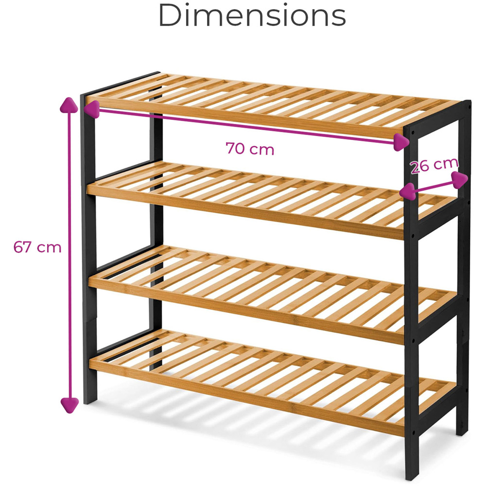 Neo 4 Shelf Black and Natural Bamboo Shoe Rack Image 7