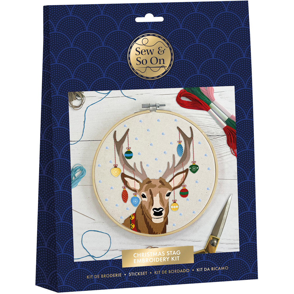 Sew & So On Multicoloured Stag Embroidery Craft Set 8 inch Image 1