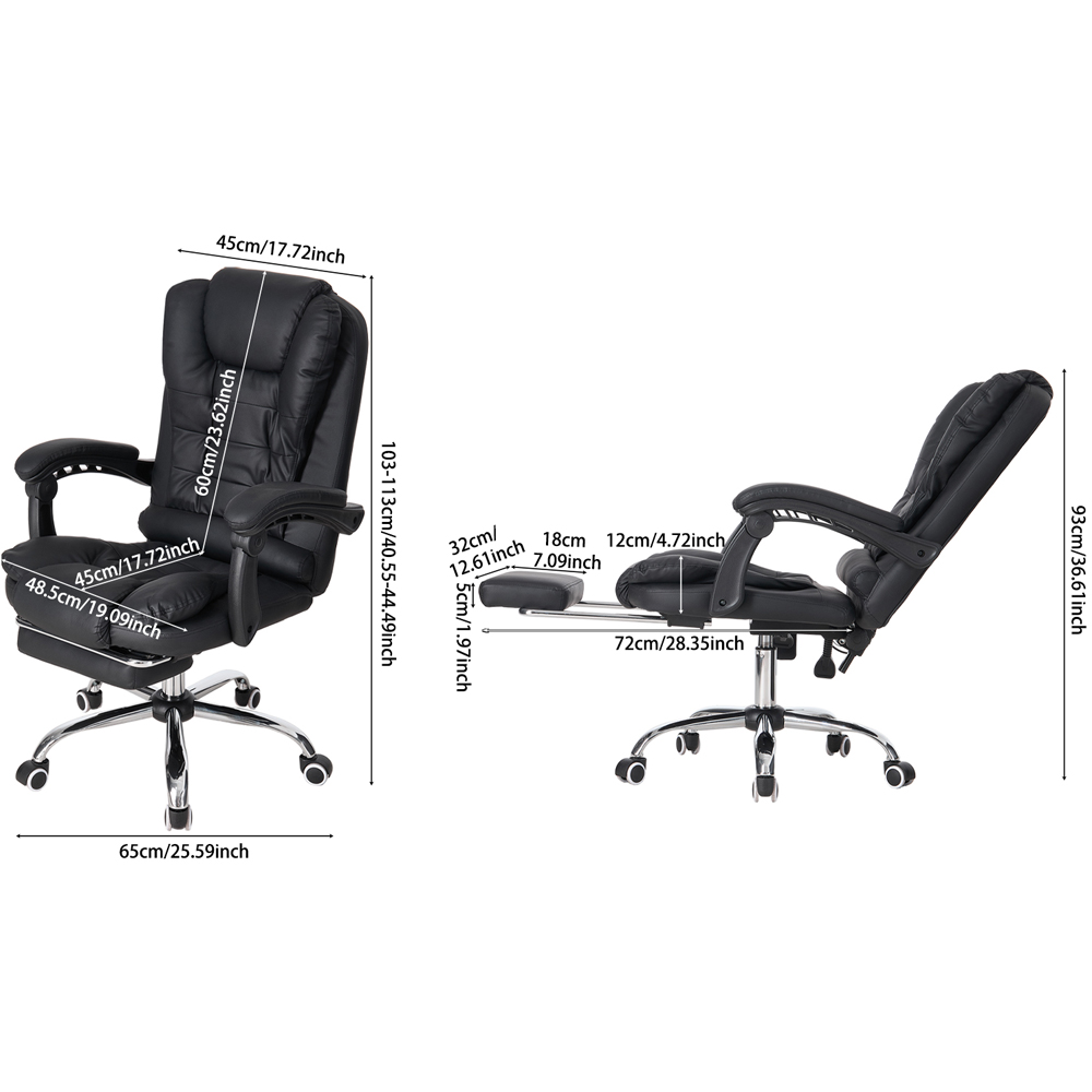 Living and Home Black 7 Point Massage Swivel and Adjustable Office Chair Image 9