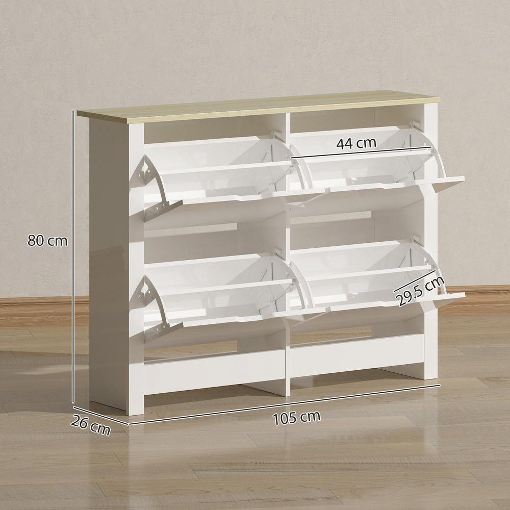 Portland 4 Flip Down Drawer White Shoe Cabinet Image 9