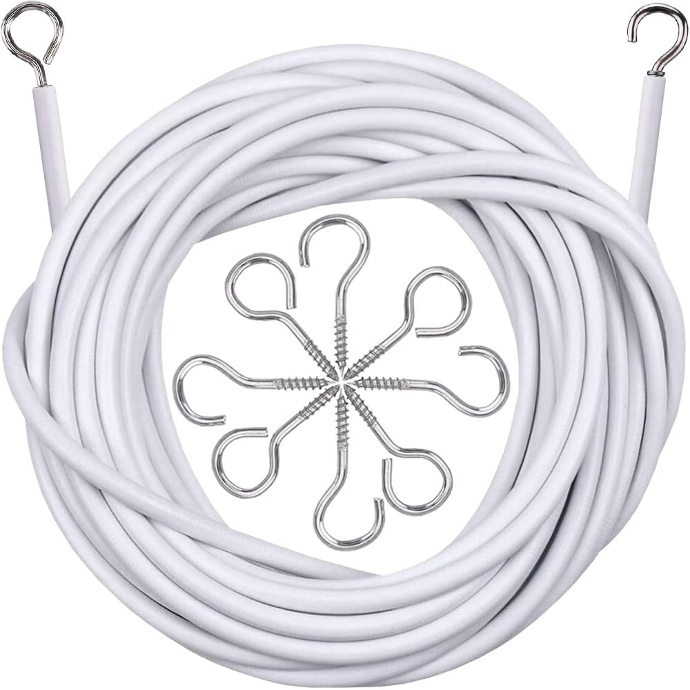 ATEK White Net Curtain Wire with Hooks and Eyes 3m Image 1