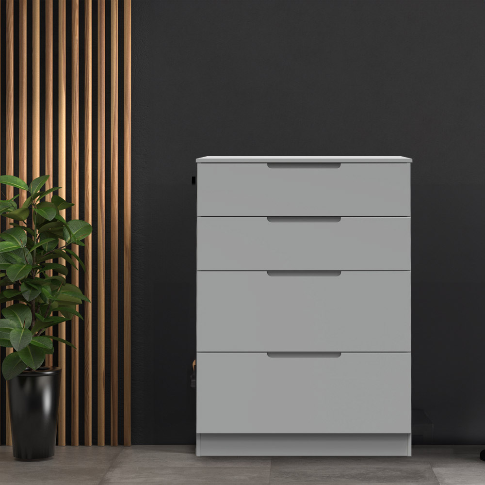 Crowndale Milan 4 Drawer Dusk Grey Deep Chest of Drawers Ready Assembled Image 7