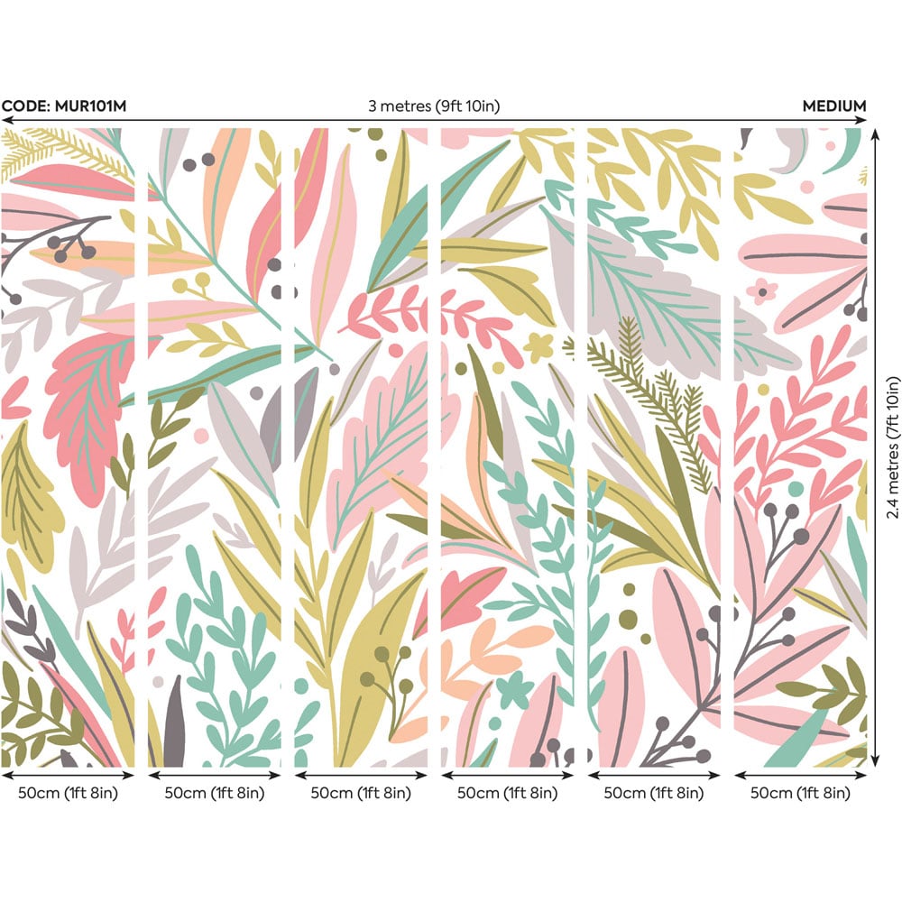 Origin Murals Patterned Leaves Green Wall Mural Image 3