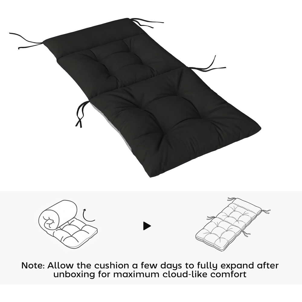 Outsunny Black Waterproof Garden Chair Cushion 111.5 x 53cm 4 Pack Image 7