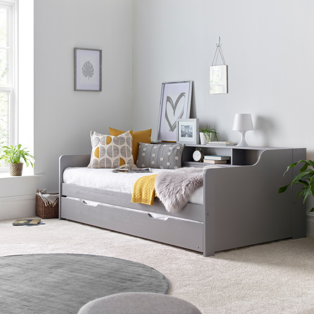 Tyler Single Grey Bed with Orthopaedic Mattress Image 2