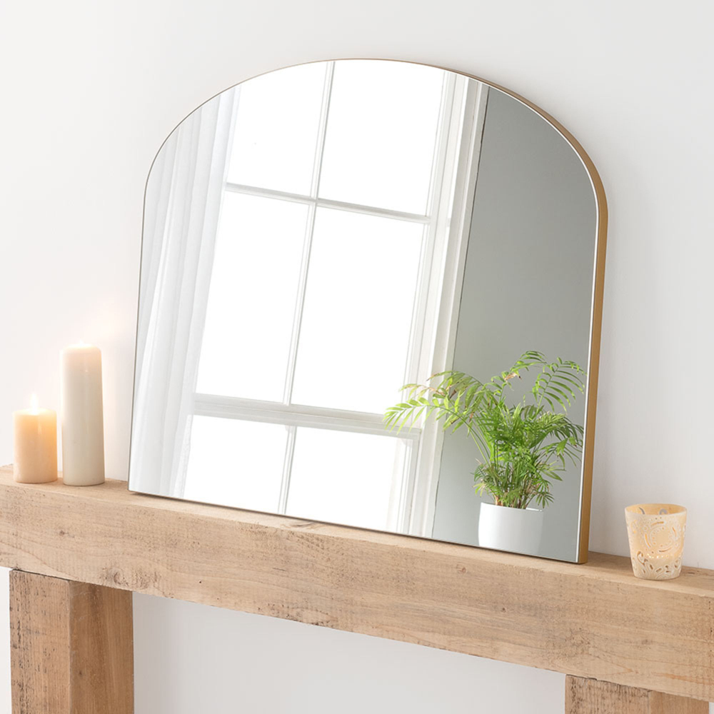 Yearn Simple Gold Plain Arched Overmantle Mirror 69 x 91cm Image 2