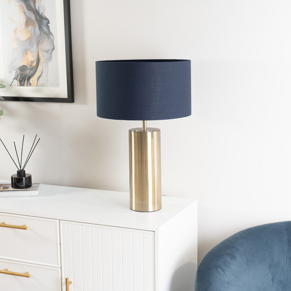 ValueLights Lexy Reni Navy Blue and Antique Brass Shade Touch LED Table Lamp Image 5