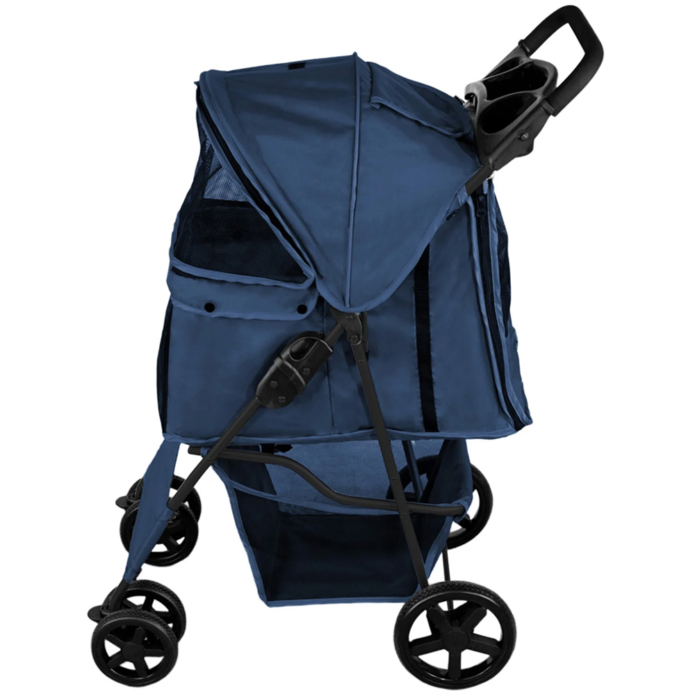 Monstershop Navy Blue Pet Stroller with Rain Cover Image 3