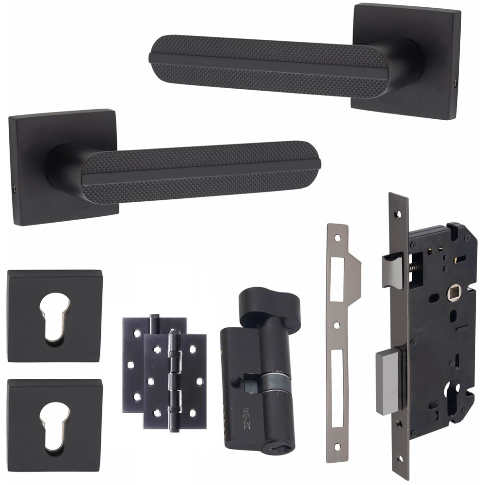 Golden Grace Matt Black Modern Lima Euro Lock Set Image 1