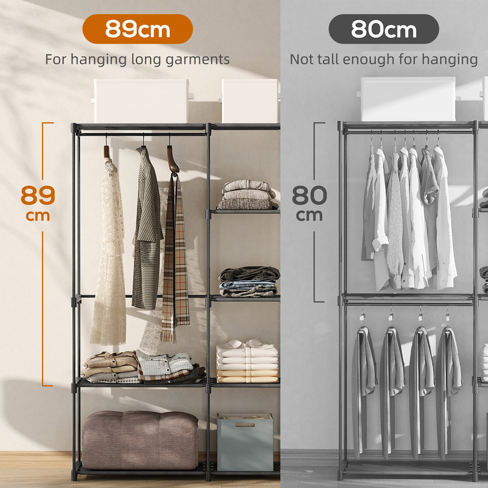 HOMCOM 8 Shelves Black Open Portable Clothes Rack Image 5