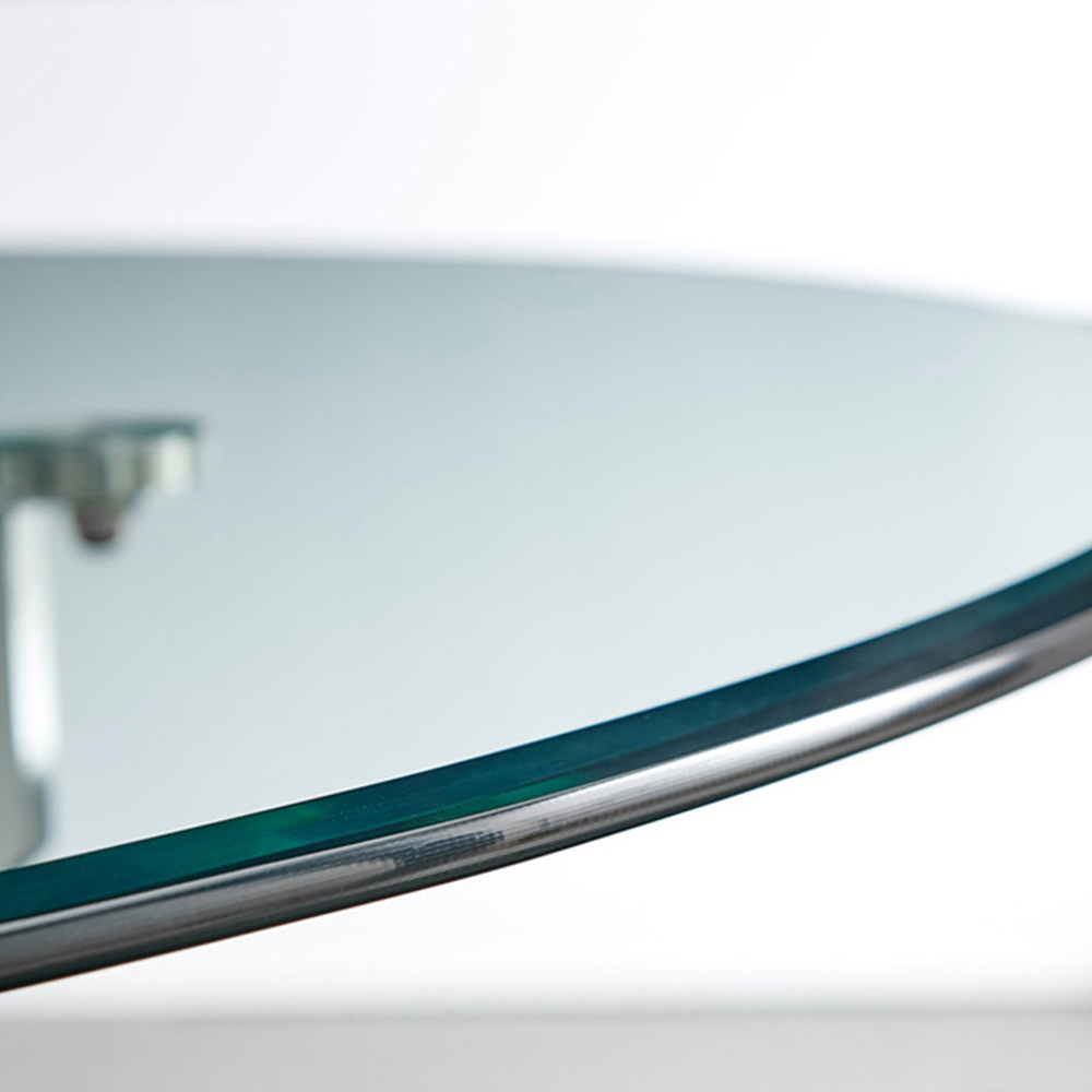 Furniturebox Arona Valera Glass 4 Seater Round Dining Set Chrome and Grey Image 6