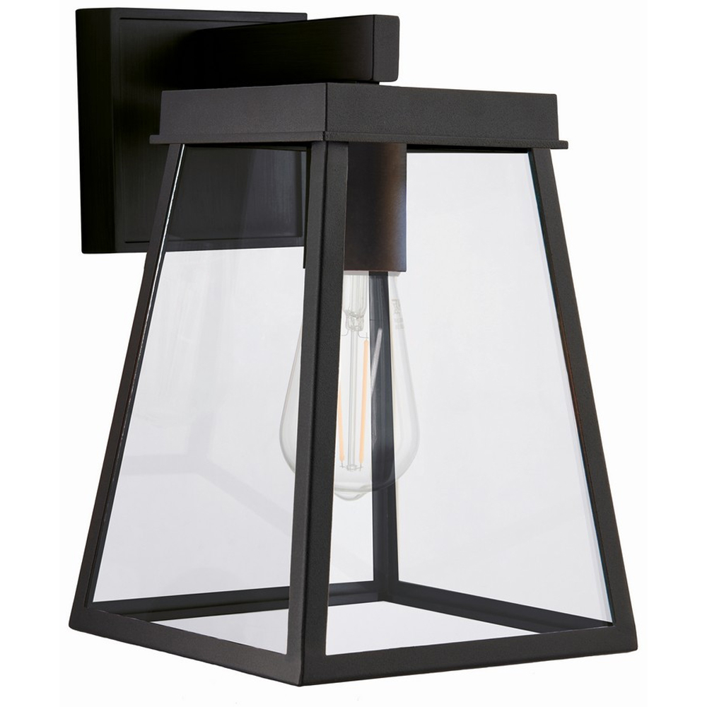 Merano Venice Matt Black Clear Glass Outdoor Wall Lantern Image 1