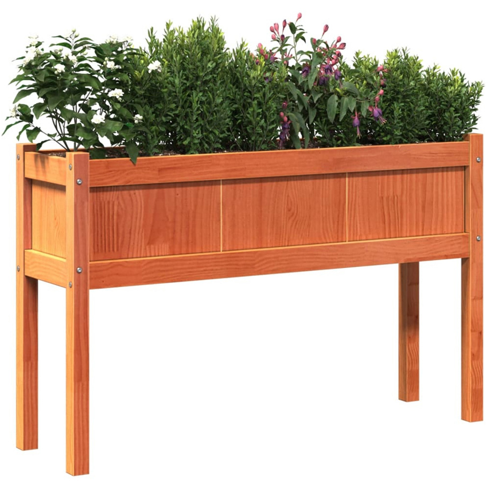 vidaXL Brown Pine Wood Raised Garden Bed 70 x 110 x 31cm Image 3